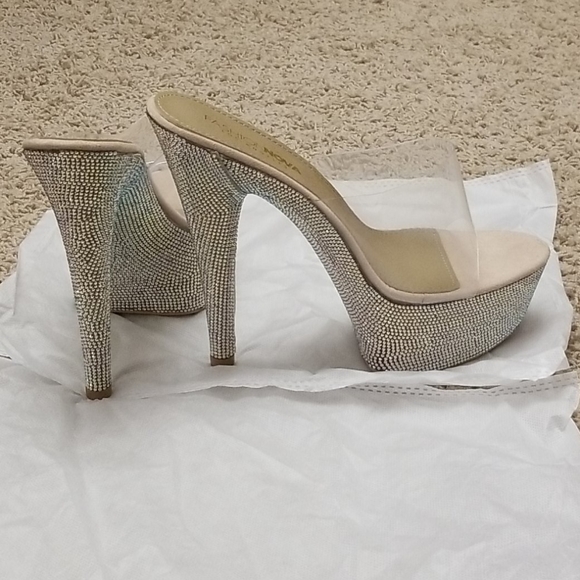 Clear/Transparent Iridescent Stone Heels - Picture 4 of 8